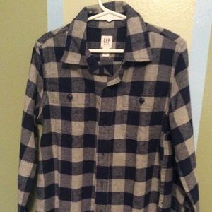 Boys button down plaid shirt.